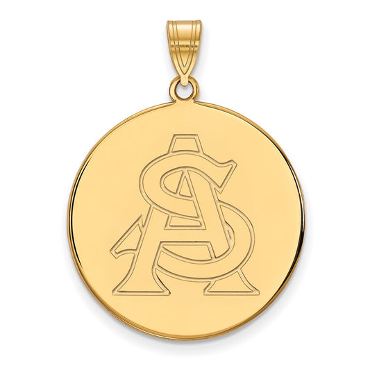 Gold Plated Sterling Silver Logoart Arizona State University A S Extra Large Disc Pendant
