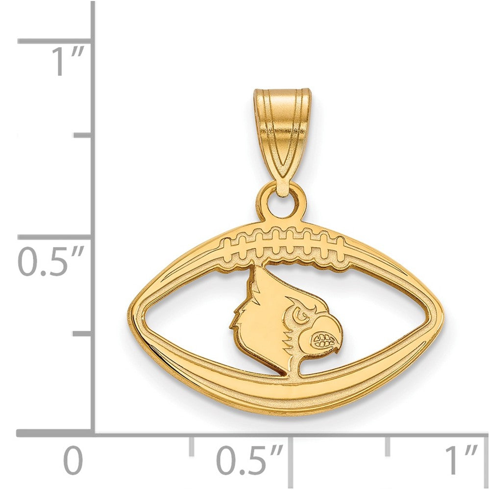 Gold Plated Sterling Silver Logoart University Of Louisville Cardinal Football Pendant