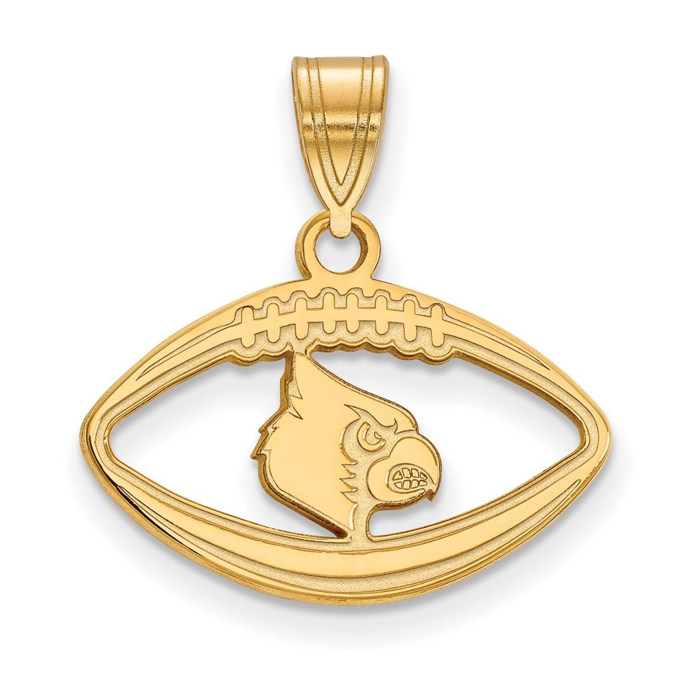 Gold Plated Sterling Silver Logoart University Of Louisville Cardinal Football Pendant