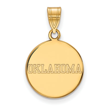 14K Yellow Gold Logoart University Of Oklahoma Medium Disc Pendant