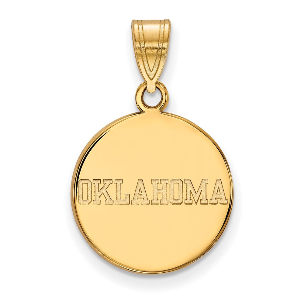 Gold Plated Sterling Silver Logoart University Of Oklahoma Medium Disc Pendant