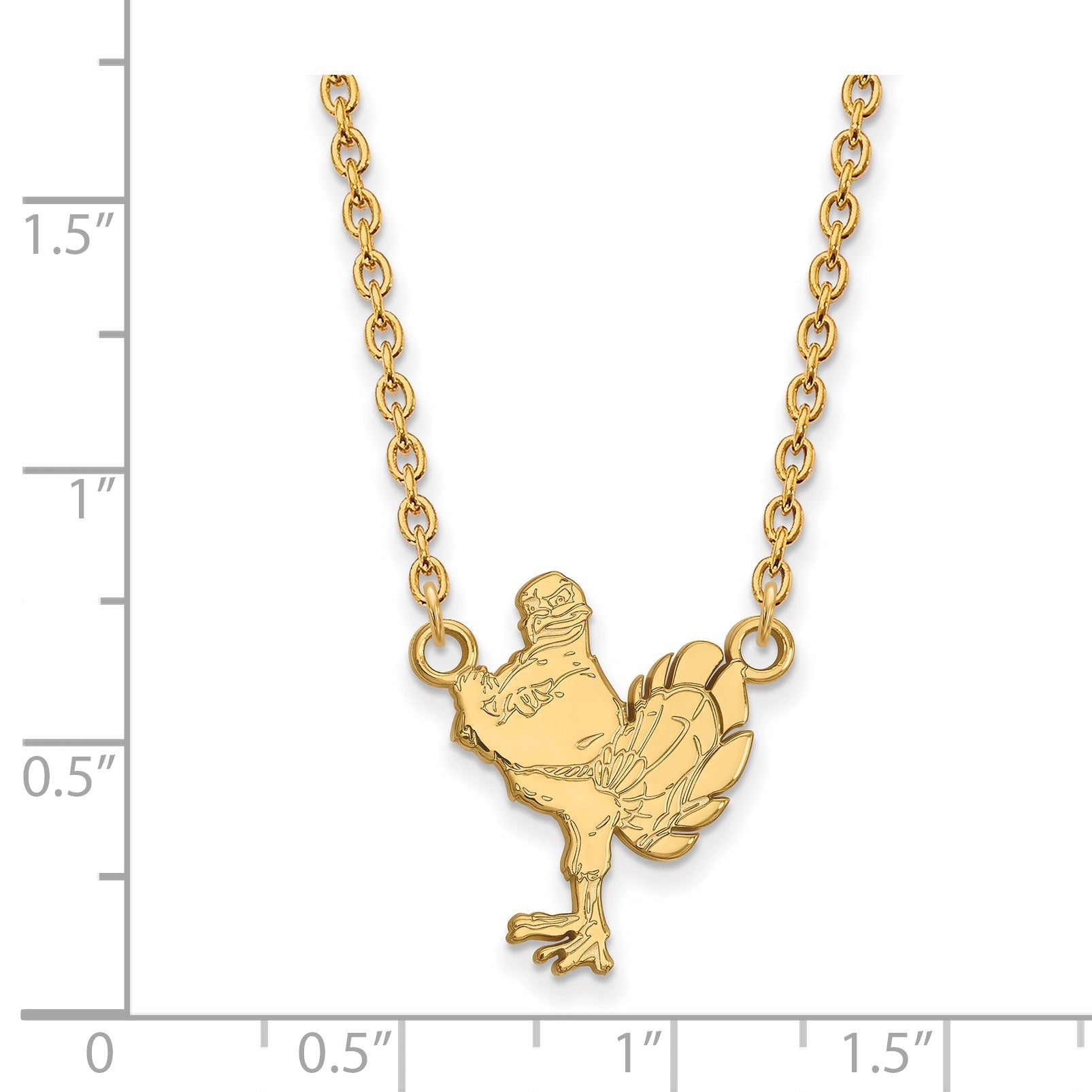 Gold Plated Sterling Silver Logoart Virginia Tech Hokiebird Large Pendant 18 Inch Necklace