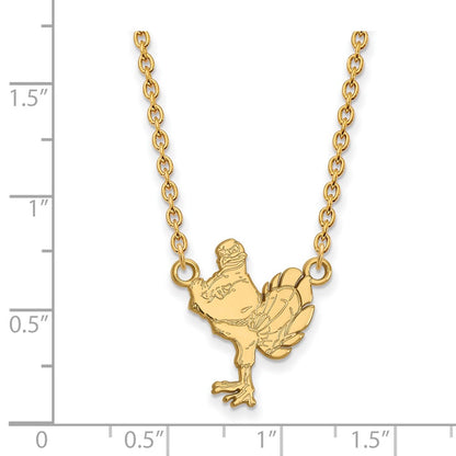 10K Yellow Gold Logoart Virginia Tech Hokiebird Large Pendant 18 Inch Necklace