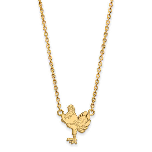 10K Yellow Gold Logoart Virginia Tech Hokiebird Large Pendant 18 Inch Necklace