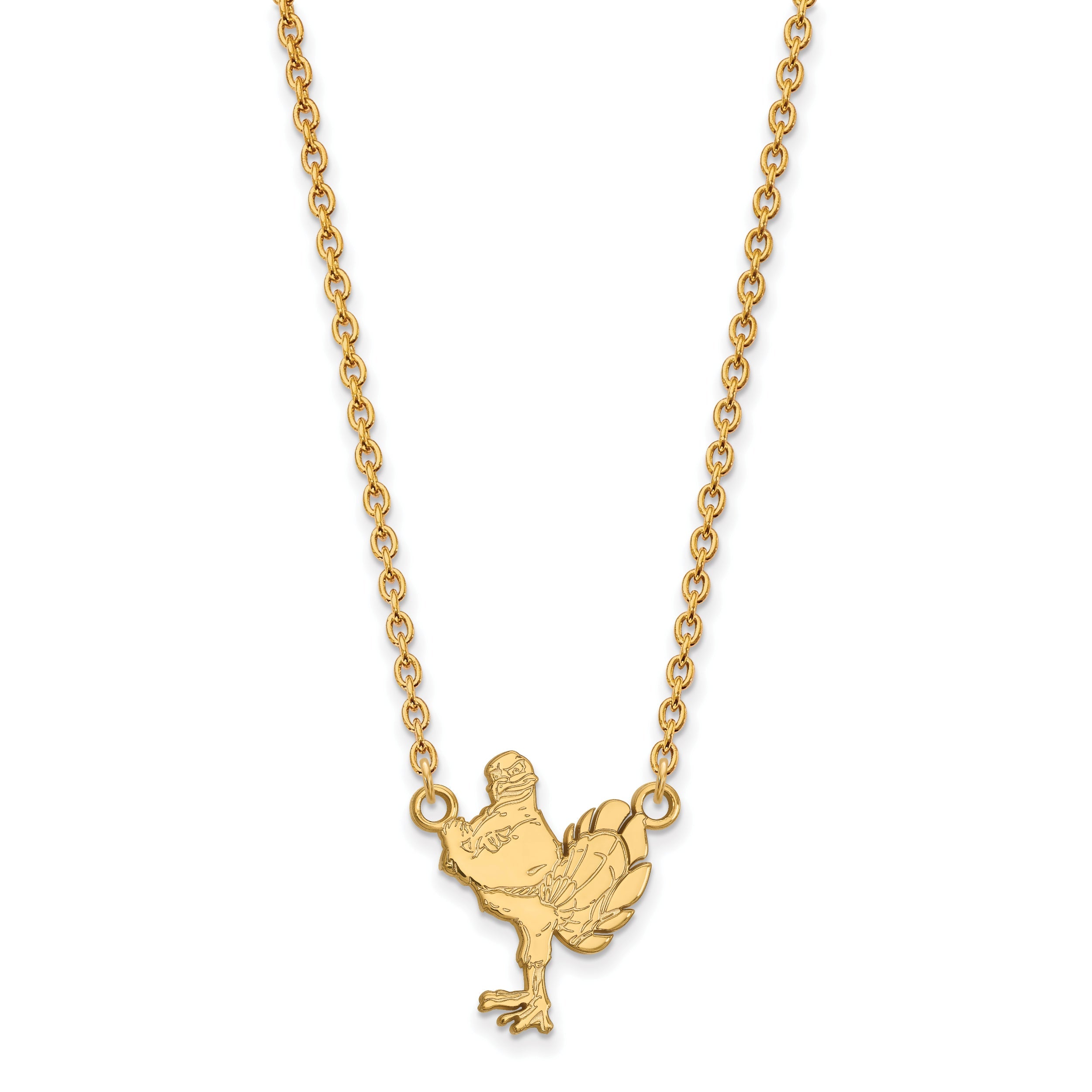 14K Yellow Gold Logoart Virginia Tech Hokiebird Large Pendant 18 Inch Necklace
