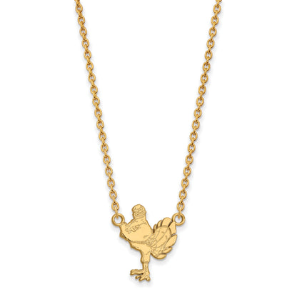 14K Yellow Gold Logoart Virginia Tech Hokiebird Large Pendant 18 Inch Necklace
