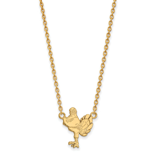 14K Yellow Gold Logoart Virginia Tech Hokiebird Large Pendant 18 Inch Necklace