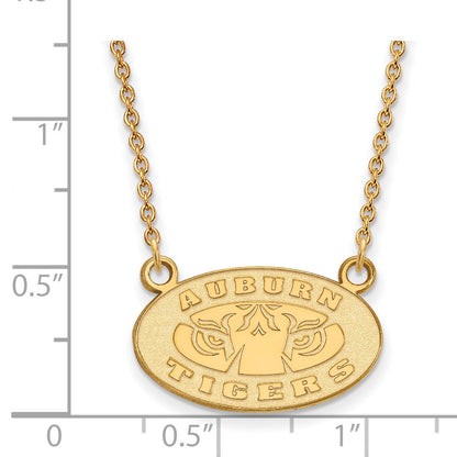 14K Yellow Gold Logoart Auburn Tigers Small Pendant 18 Inch Necklace