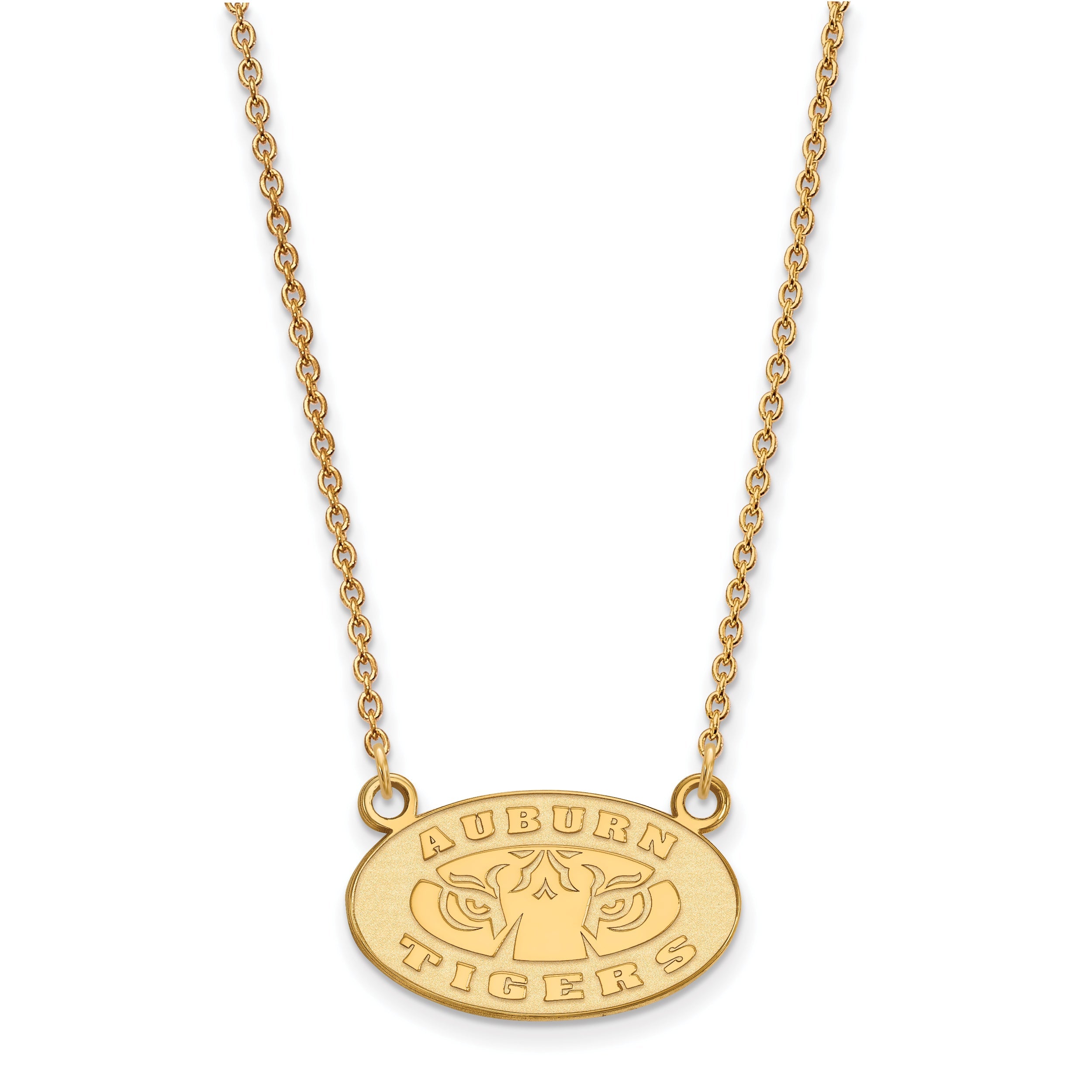 Gold Plated Sterling Silver Logoart Auburn Tigers Small Pendant 18 Inch Necklace