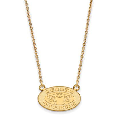 14K Yellow Gold Logoart Auburn Tigers Small Pendant 18 Inch Necklace