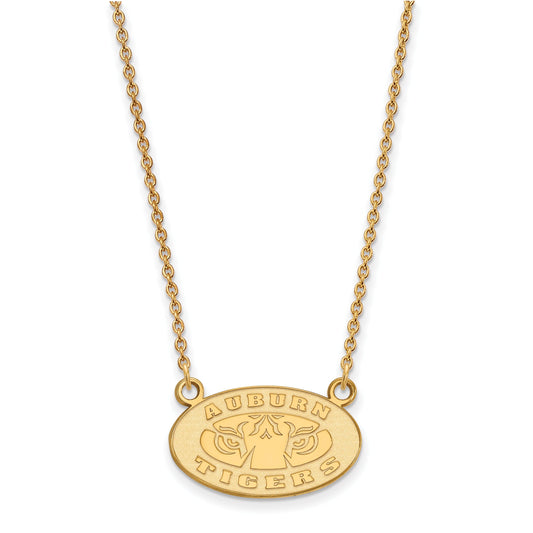 14K Yellow Gold Logoart Auburn Tigers Small Pendant 18 Inch Necklace
