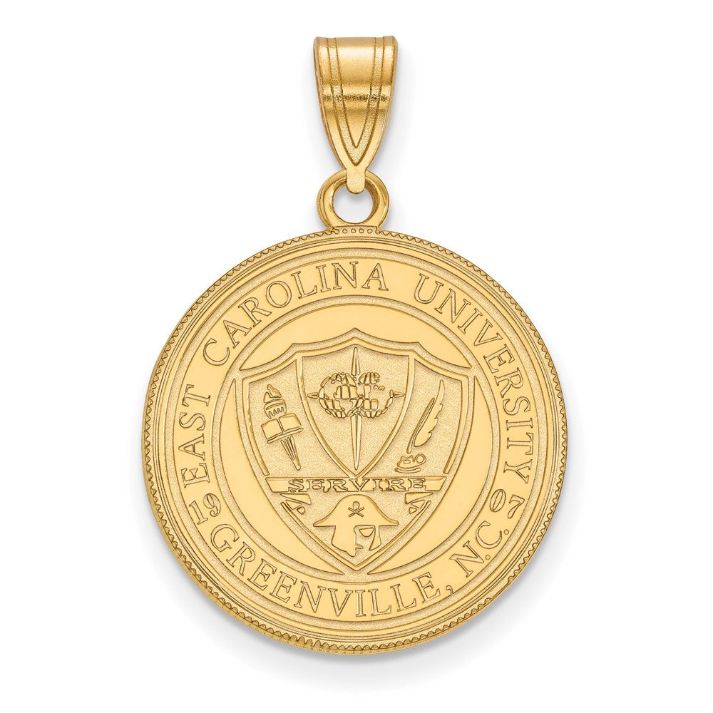 Gold Plated Sterling Silver Logoart East Carolina University Large Crest Pendant