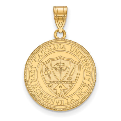 Gold Plated Sterling Silver Logoart East Carolina University Large Crest Pendant