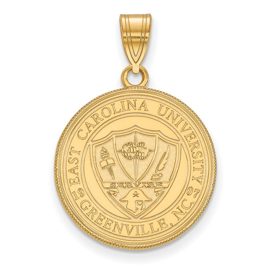 Gold Plated Sterling Silver Logoart East Carolina University Large Crest Pendant