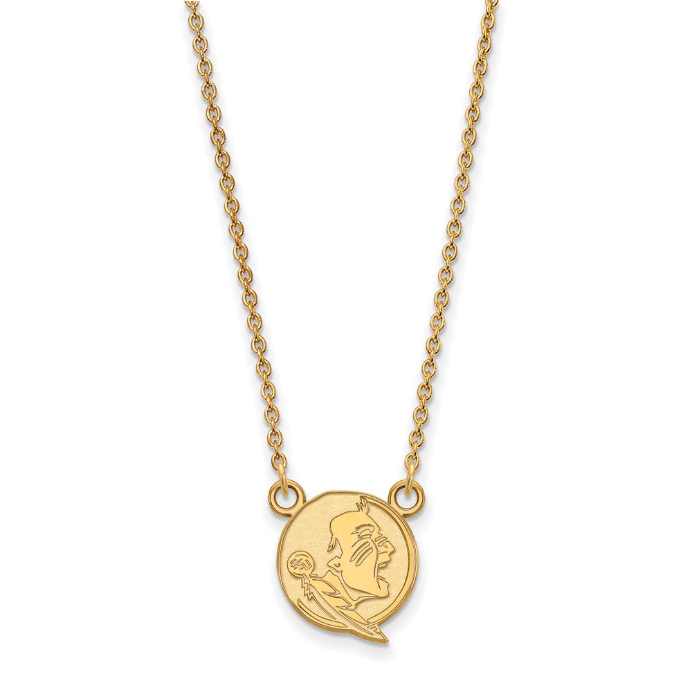 Gold Plated Sterling Silver Logoart Florida State University Seminole Small Pendant 18 Inch Necklace