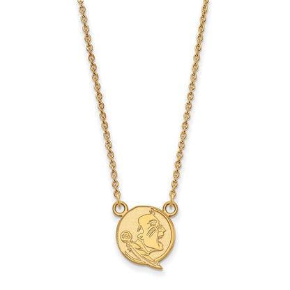 Gold Plated Sterling Silver Logoart Florida State University Seminole Small Pendant 18 Inch Necklace