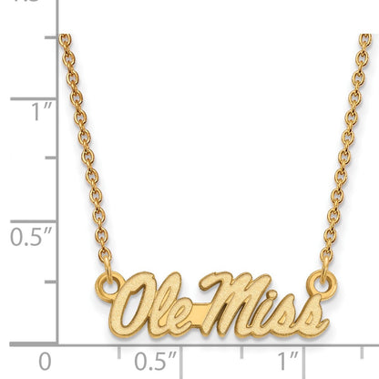 14K Yellow Gold Logoart University Of Mississippi Ole Miss Small Pendant 18 Inch Necklace
