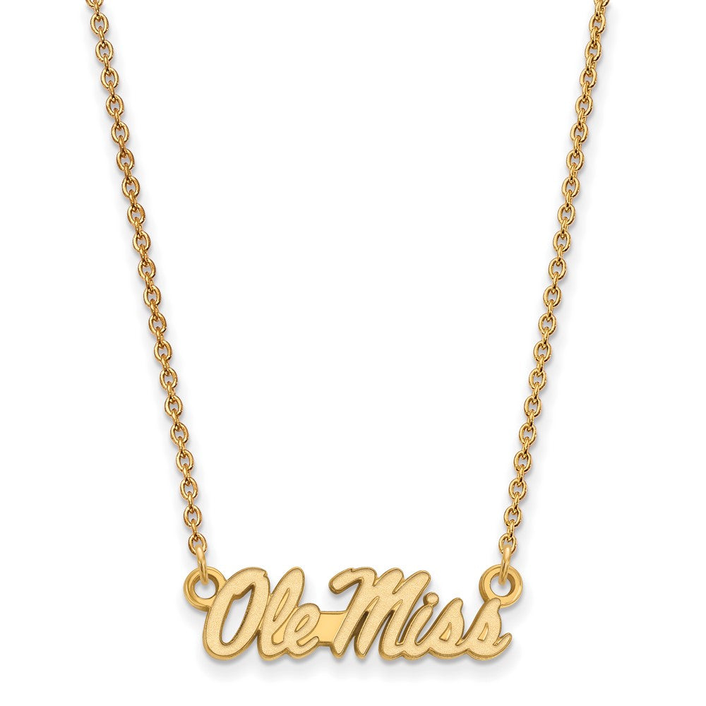 14K Yellow Gold Logoart University Of Mississippi Ole Miss Small Pendant 18 Inch Necklace