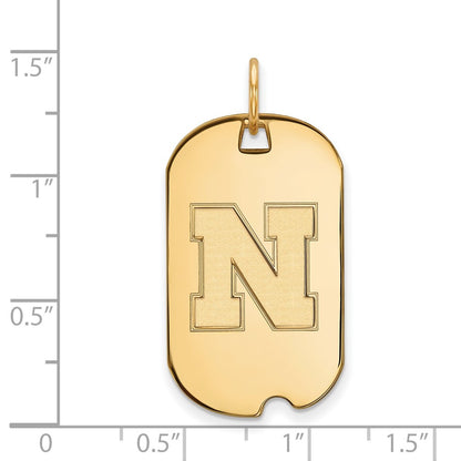 Gold Plated Sterling Silver Logoart University Of Nebraska Letter N Small Dog Tag Pendant
