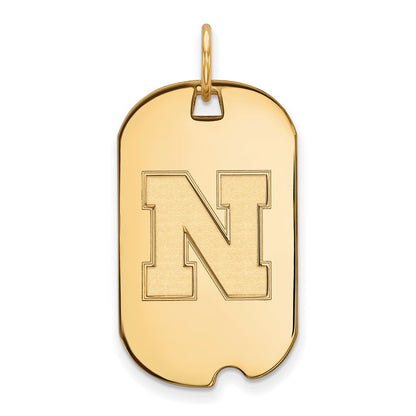 14K Yellow Gold Logoart University Of Nebraska Letter N Small Dog Tag Pendant