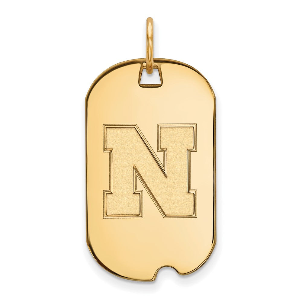 Gold Plated Sterling Silver Logoart University Of Nebraska Letter N Small Dog Tag Pendant