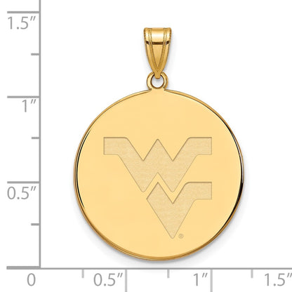 Gold Plated Sterling Silver Logoart West Virginia University W V Extra Large Disc Pendant