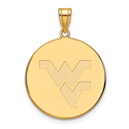 Gold Plated Sterling Silver Logoart West Virginia University W V Extra Large Disc Pendant