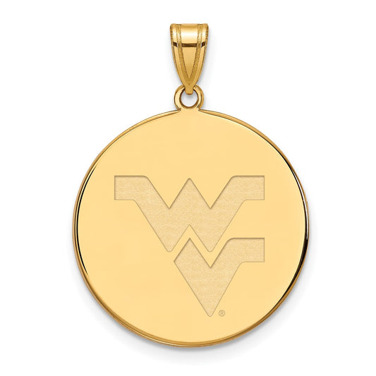 Gold Plated Sterling Silver Logoart West Virginia University W V Extra Large Disc Pendant