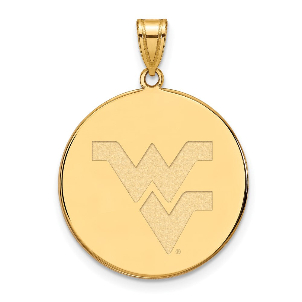 10K Yellow Gold Logoart West Virginia University W V Extra Large Disc Pendant