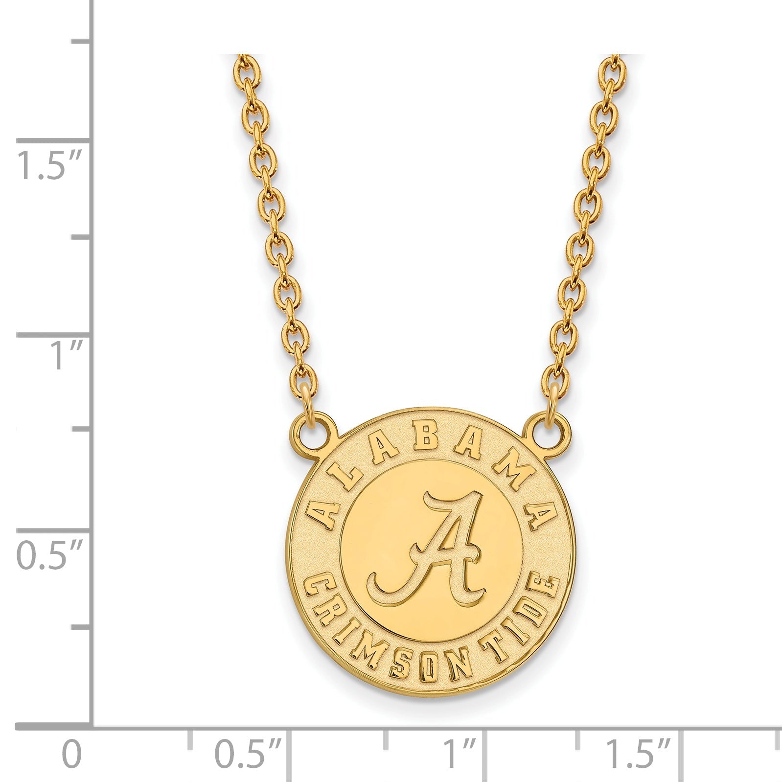 14K Yellow Gold Logoart University Of Alabama Crimson Tide Large Pendant 18 Inch Necklace