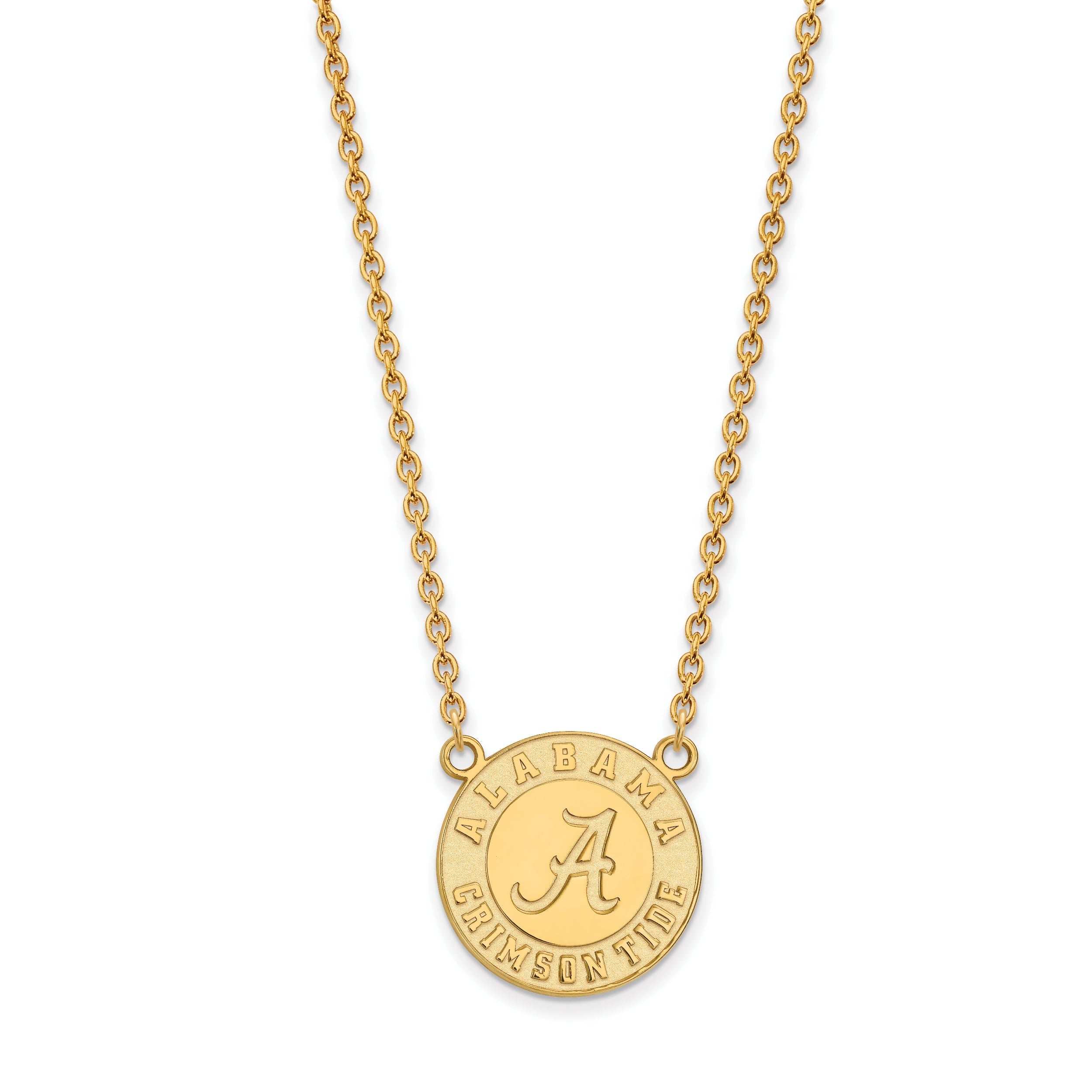Gold Plated Sterling Silver Logoart University Of Alabama Crimson Tide Large Pendant 18 Inch Necklace