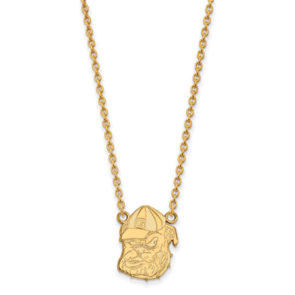 14K Yellow Gold Logoart University Of Georgia Bulldog Large Pendant 18 Inch Necklace