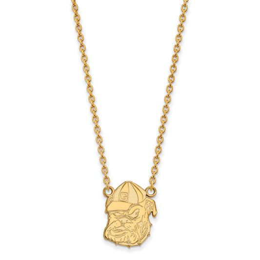 14K Yellow Gold Logoart University Of Georgia Bulldog Large Pendant 18 Inch Necklace