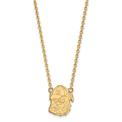 10K Yellow Gold Logoart University Of Georgia Bulldog Large Pendant 18 Inch Necklace