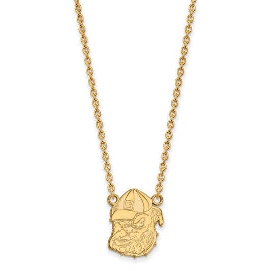 10K Yellow Gold Logoart University Of Georgia Bulldog Large Pendant 18 Inch Necklace