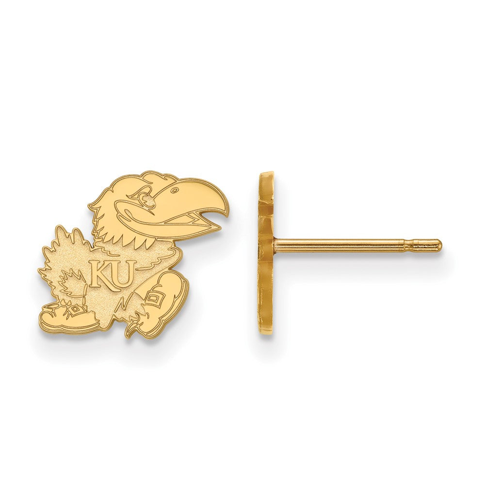 14K Yellow Gold Logoart University Of Kansas Jayhawk Extra Small Post Earrings