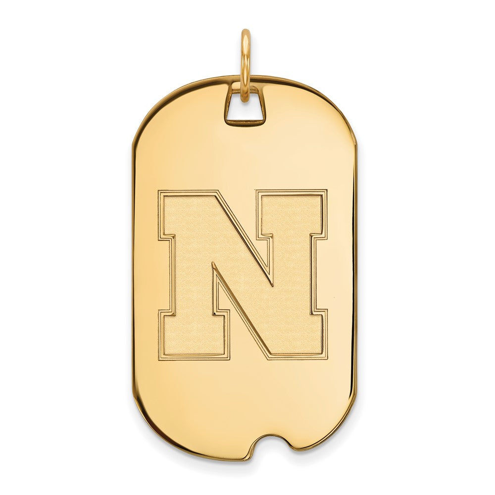 10K Yellow Gold Logoart University Of Nebraska Letter N Large Dog Tag Pendant