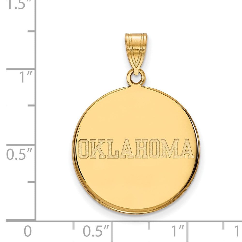10K Yellow Gold Logoart University Of Oklahoma Large Disc Pendant