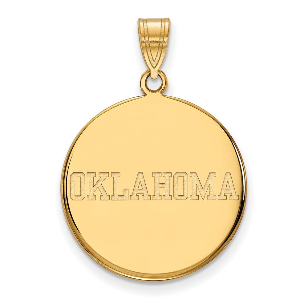14K Yellow Gold Logoart University Of Oklahoma Large Disc Pendant
