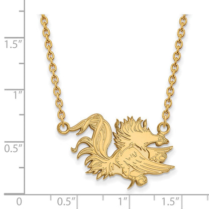 10K Yellow Gold Logoart University Of South Carolina Gamecock Large Pendant 18 Inch Necklace
