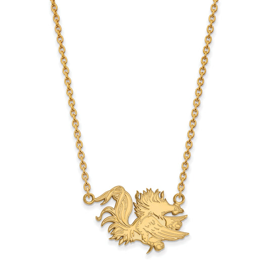 14K Yellow Gold Logoart University Of South Carolina Gamecock Large Pendant 18 Inch Necklace