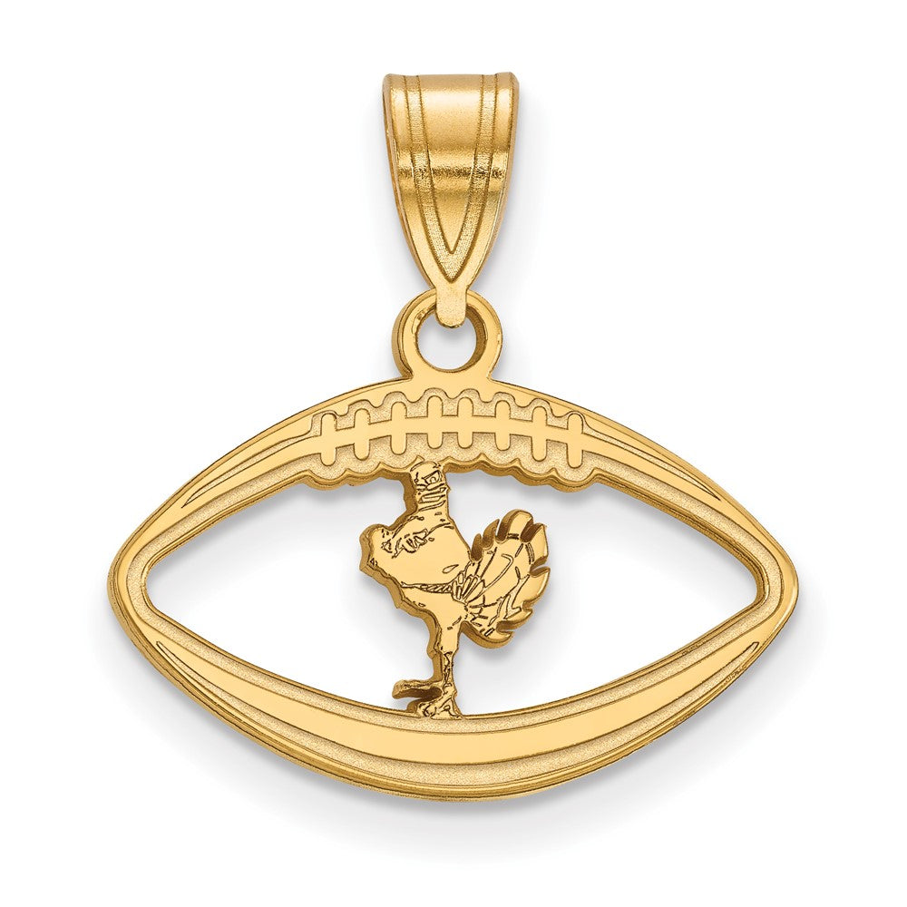 Gold Plated Sterling Silver Logoart Virginia Tech Hokiebird Football Pendant