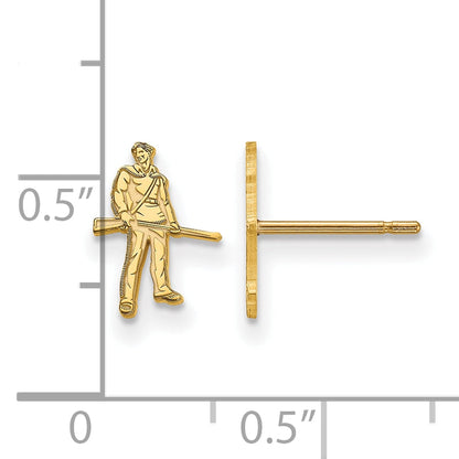 Gold Plated Sterling Silver Logoart West Virginia University Mountaineer Extra Small Post Earrings