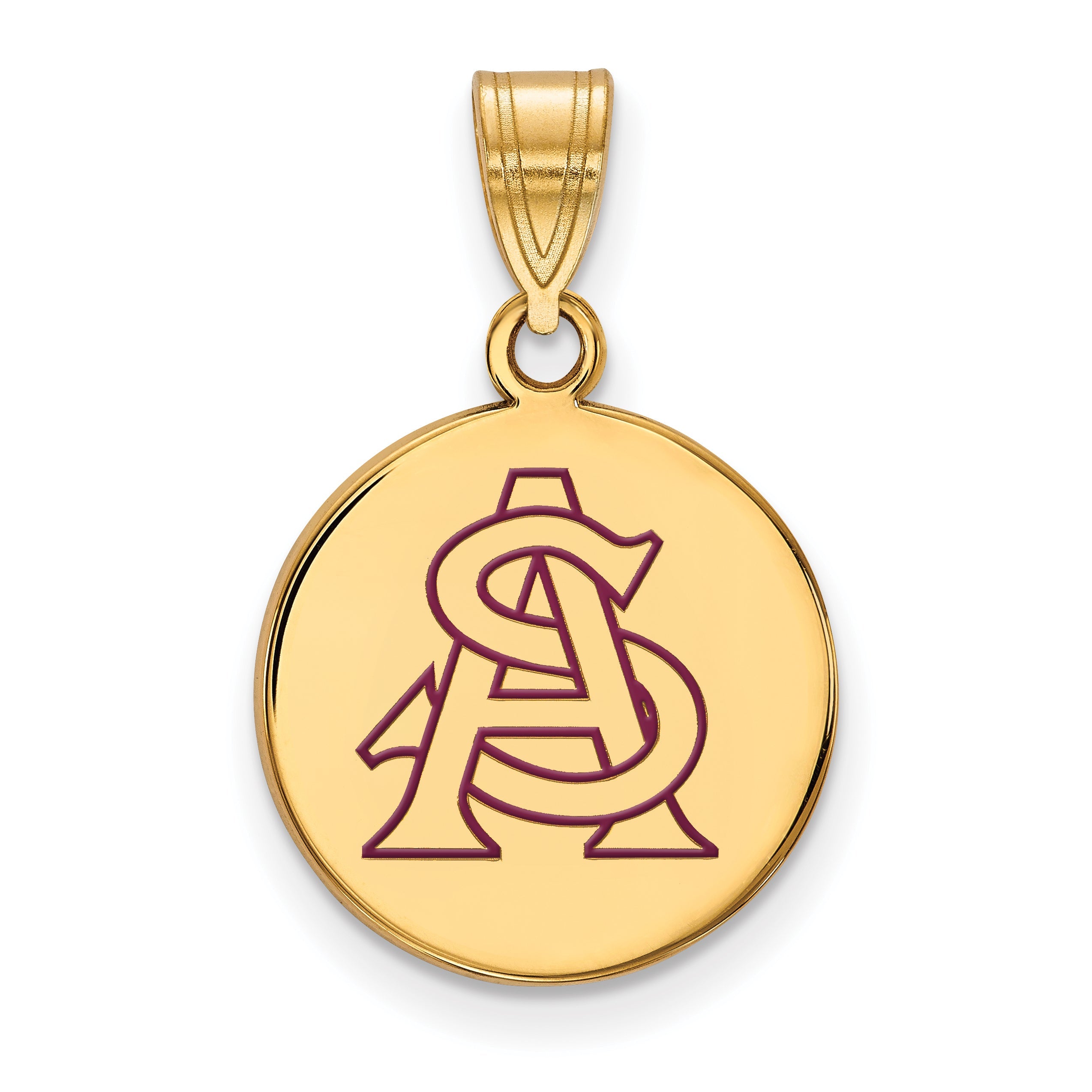 Gold Plated Sterling Silver Logoart Arizona State University A S Medium Enameled Disc Pendant