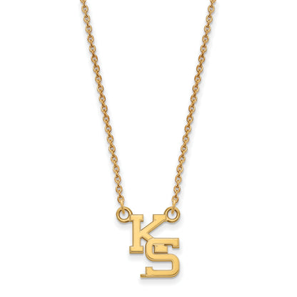 14K Yellow Gold Logoart Kansas State University K S Small Pendant 18 Inch Necklace