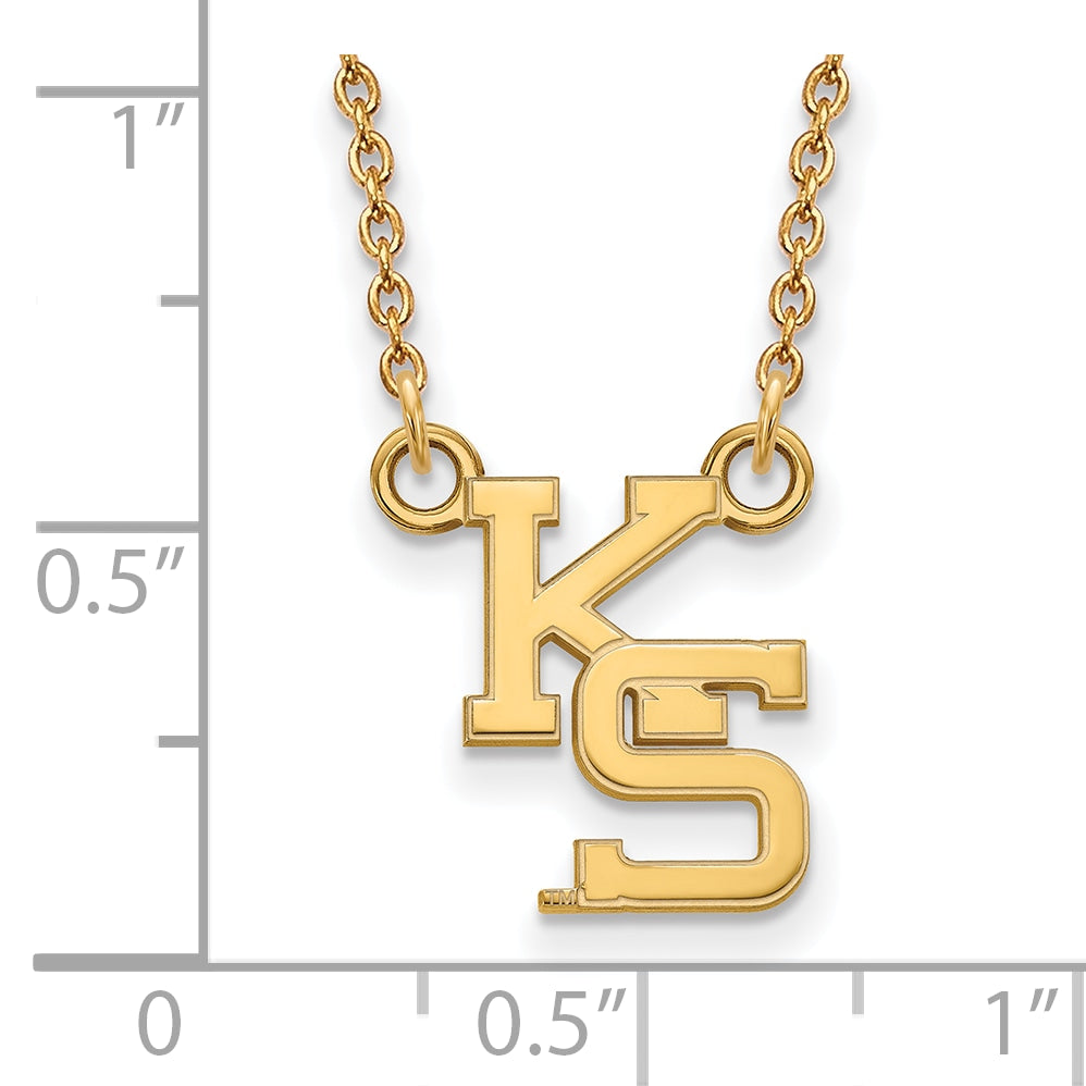 Gold Plated Sterling Silver Logoart Kansas State University K S Small Pendant 18 Inch Necklace