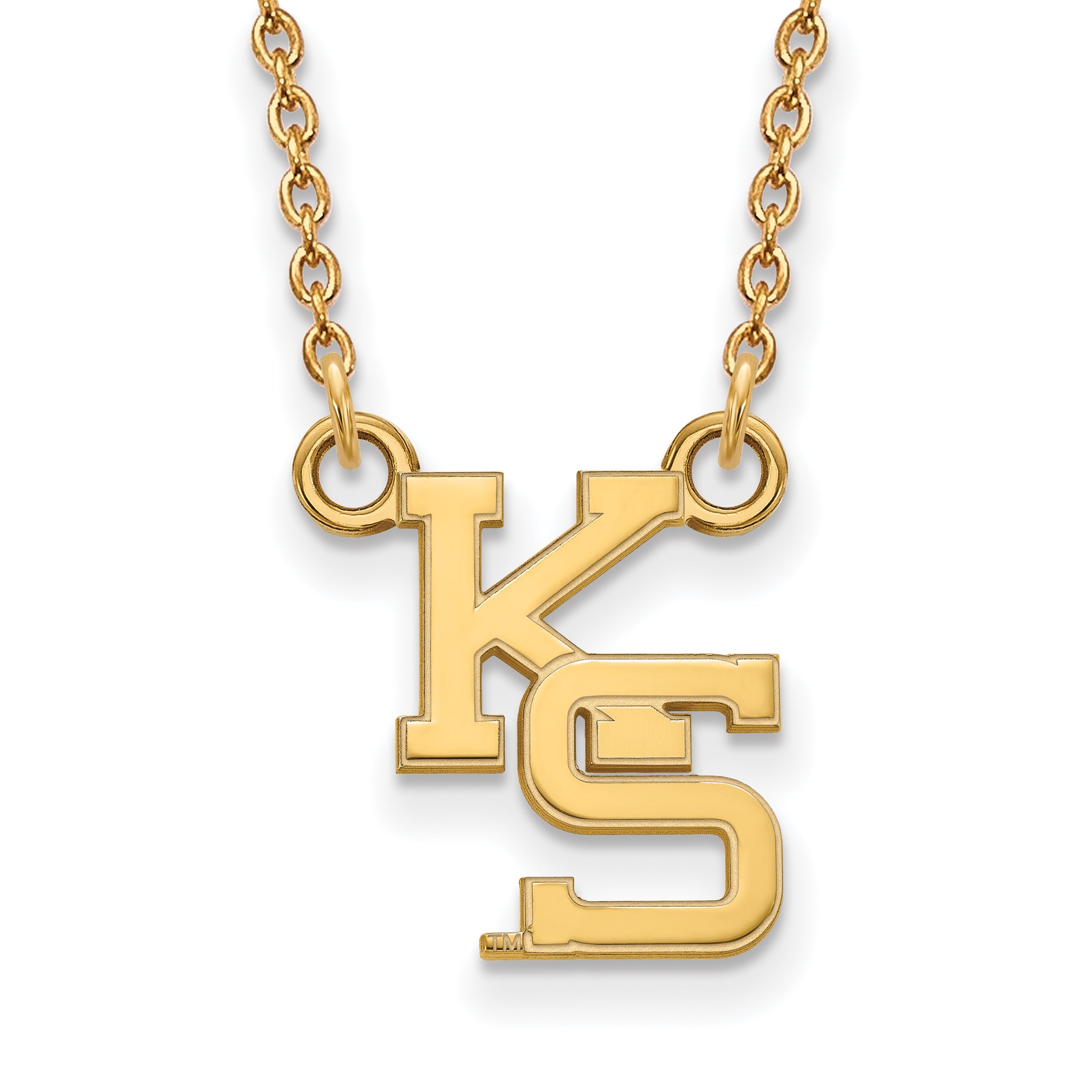 14K Yellow Gold Logoart Kansas State University K S Small Pendant 18 Inch Necklace