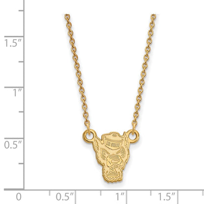 Gold Plated Sterling Silver Logoart North Carolina State University Wolf Small Pendant 18 Inch Necklace