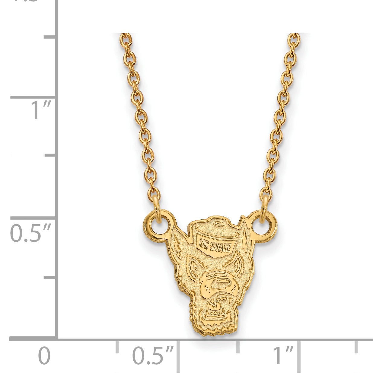 14K Yellow Gold Logoart North Carolina State University Wolf Small Pendant 18 Inch Necklace