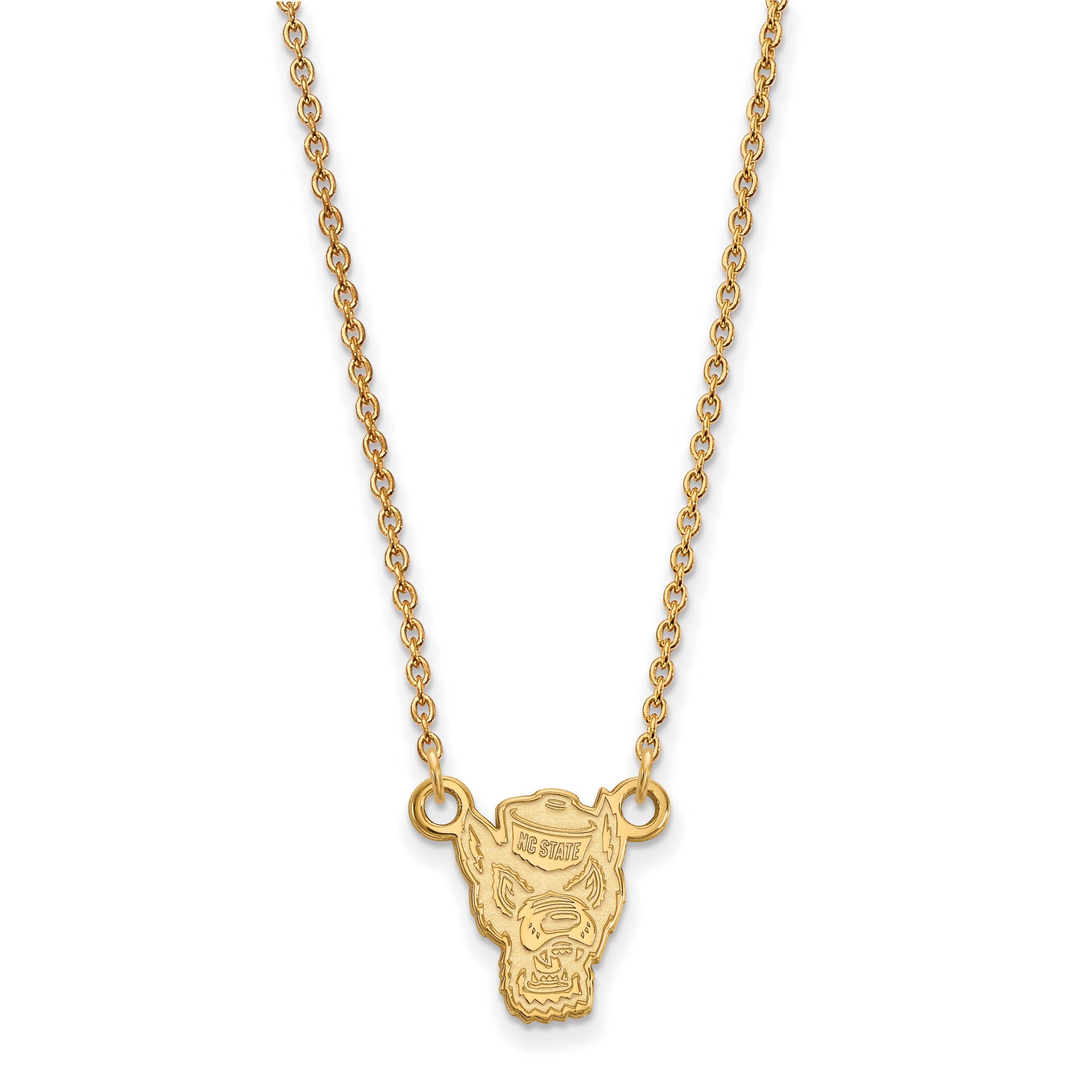 14K Yellow Gold Logoart North Carolina State University Wolf Small Pendant 18 Inch Necklace